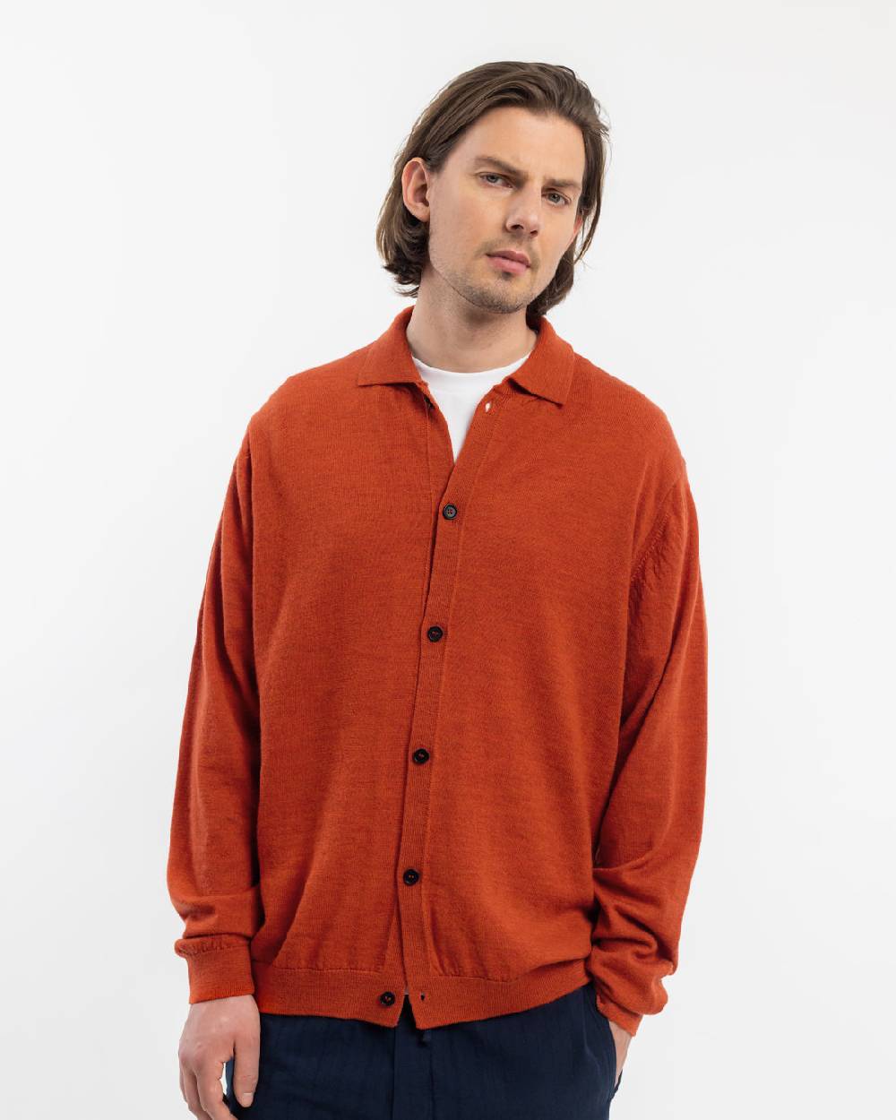 Rotholz Strick Shirt Merinowolle - Rot Preisnachlass