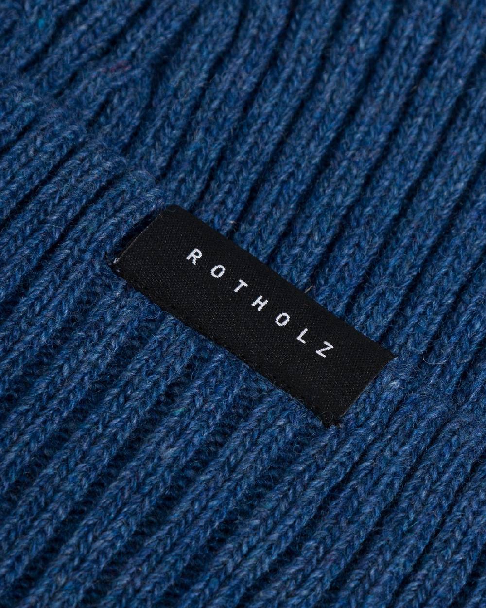 Rotholz Klassische Mütze Wollmix Ripp - Blau Saisonschlussverkauf