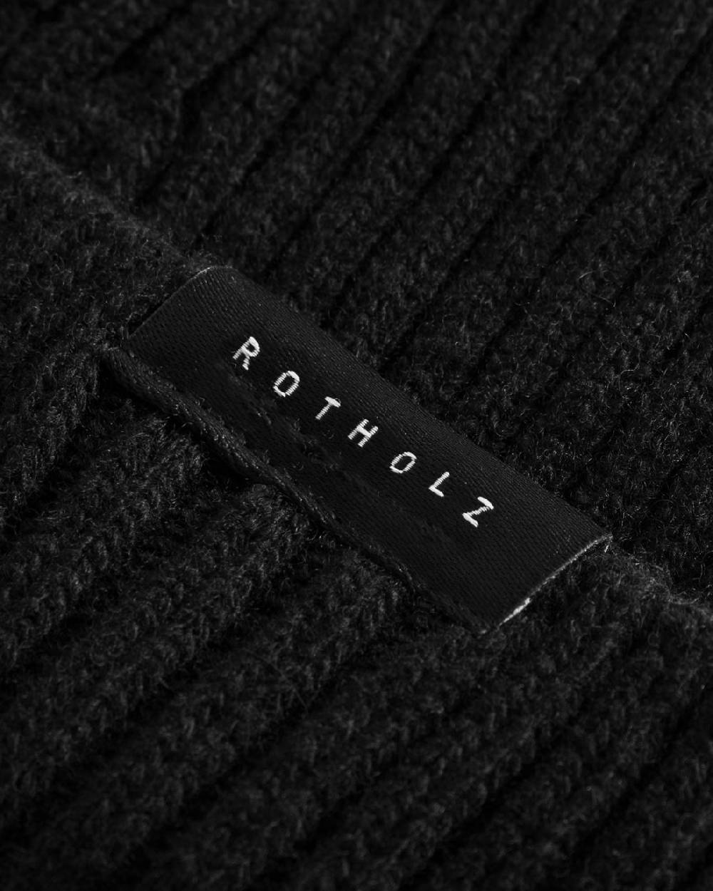 Rotholz Kurze Mütze Wollmix Ripp - Schwarz Cyber Monday
