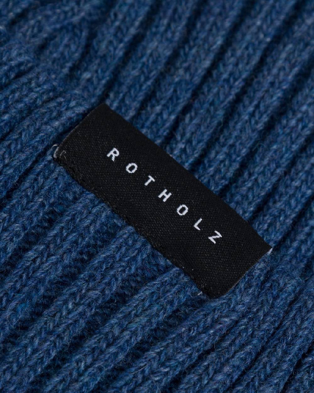Rotholz Kurze Mütze Wollmix Ripp - Blau Osterangebot