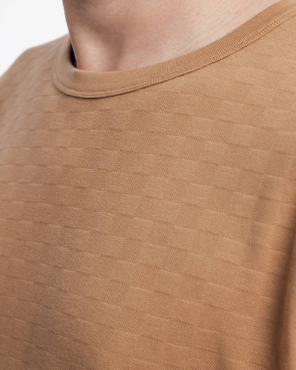 Rotholz Strukturiertes T-Shirt Bio Baumwolle - Karamell Online Outlet