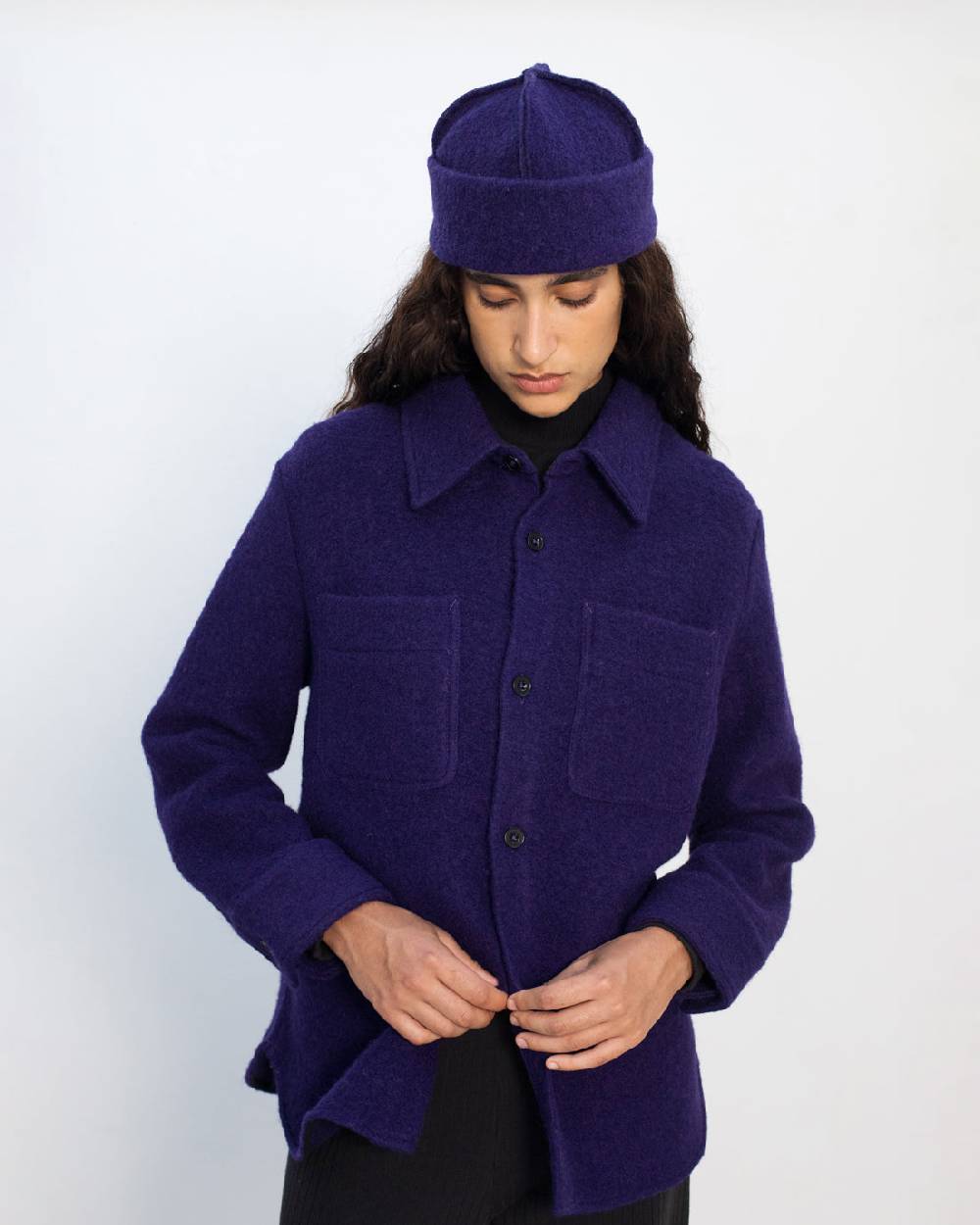 Rotholz Dickes Overshirt Bio Wollmischung - Lila Nur für heute