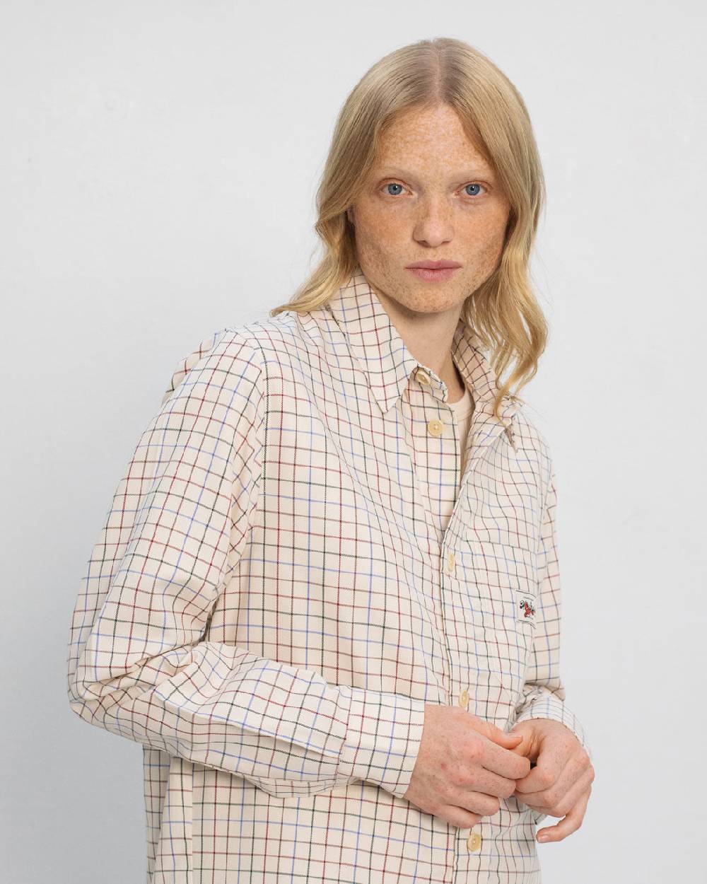 Rotholz Kariertes Hemd Bio Baumwolle - Off-White Sonderangebot der Fabrik