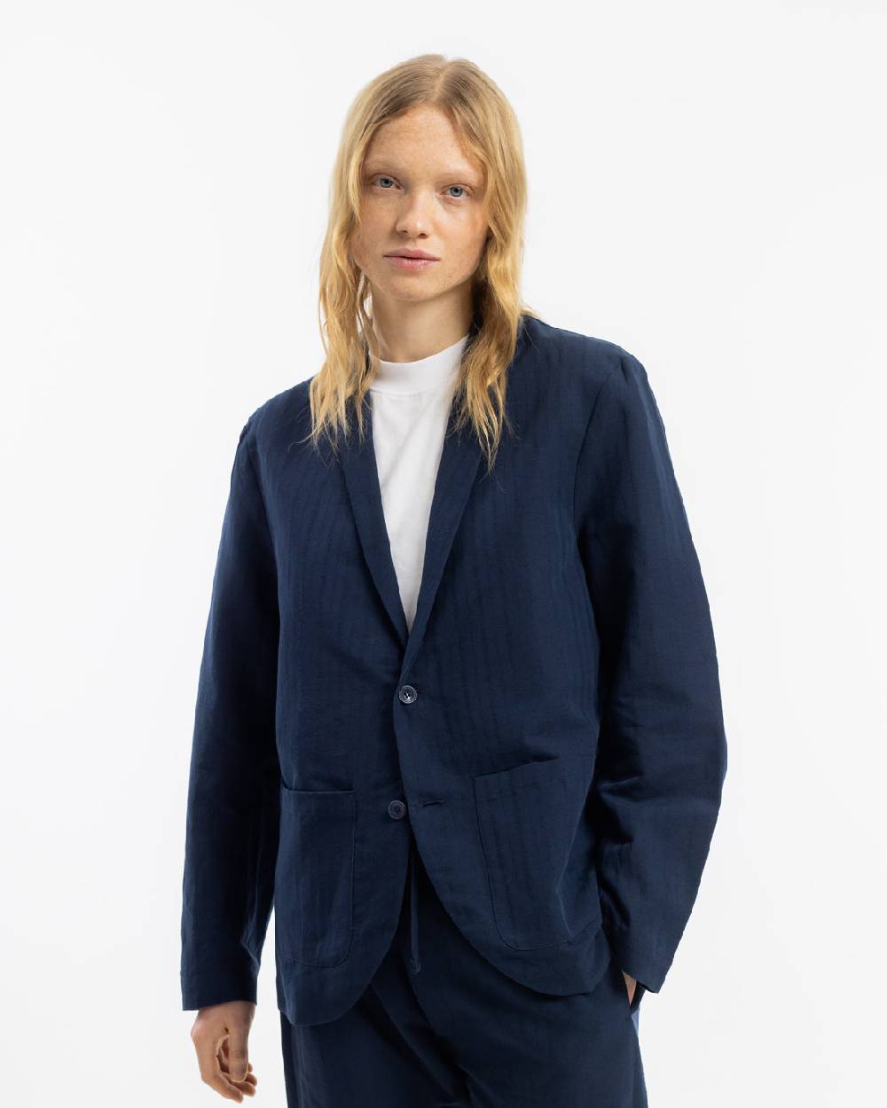 Rotholz Workwear Blazer Leinen Mix - Dunkelblau Clearance-Verkauf