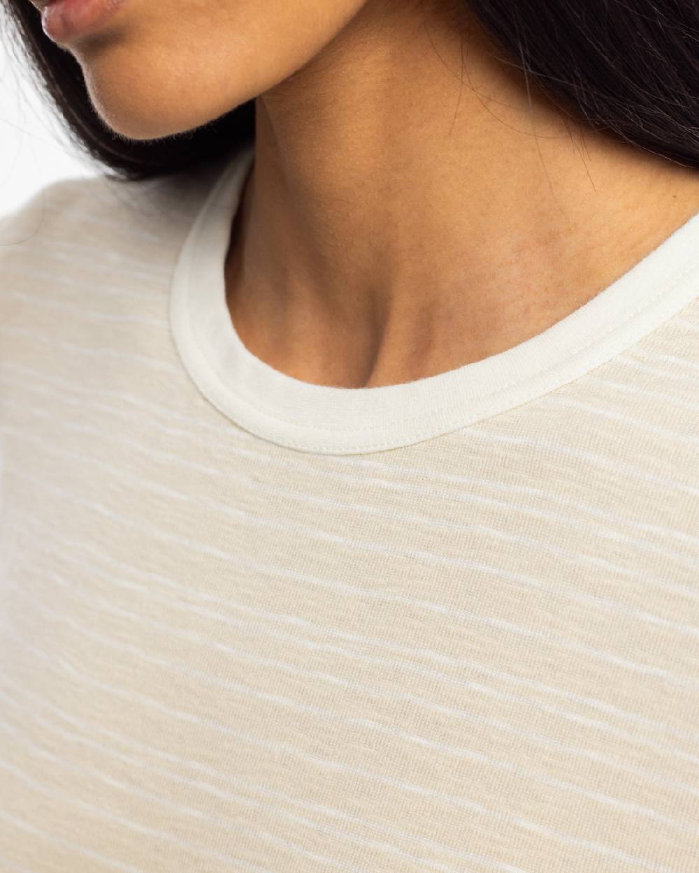 Rotholz Gestreiftes T-Shirt Kleid - Creme Begrenzt auf 3 Tage