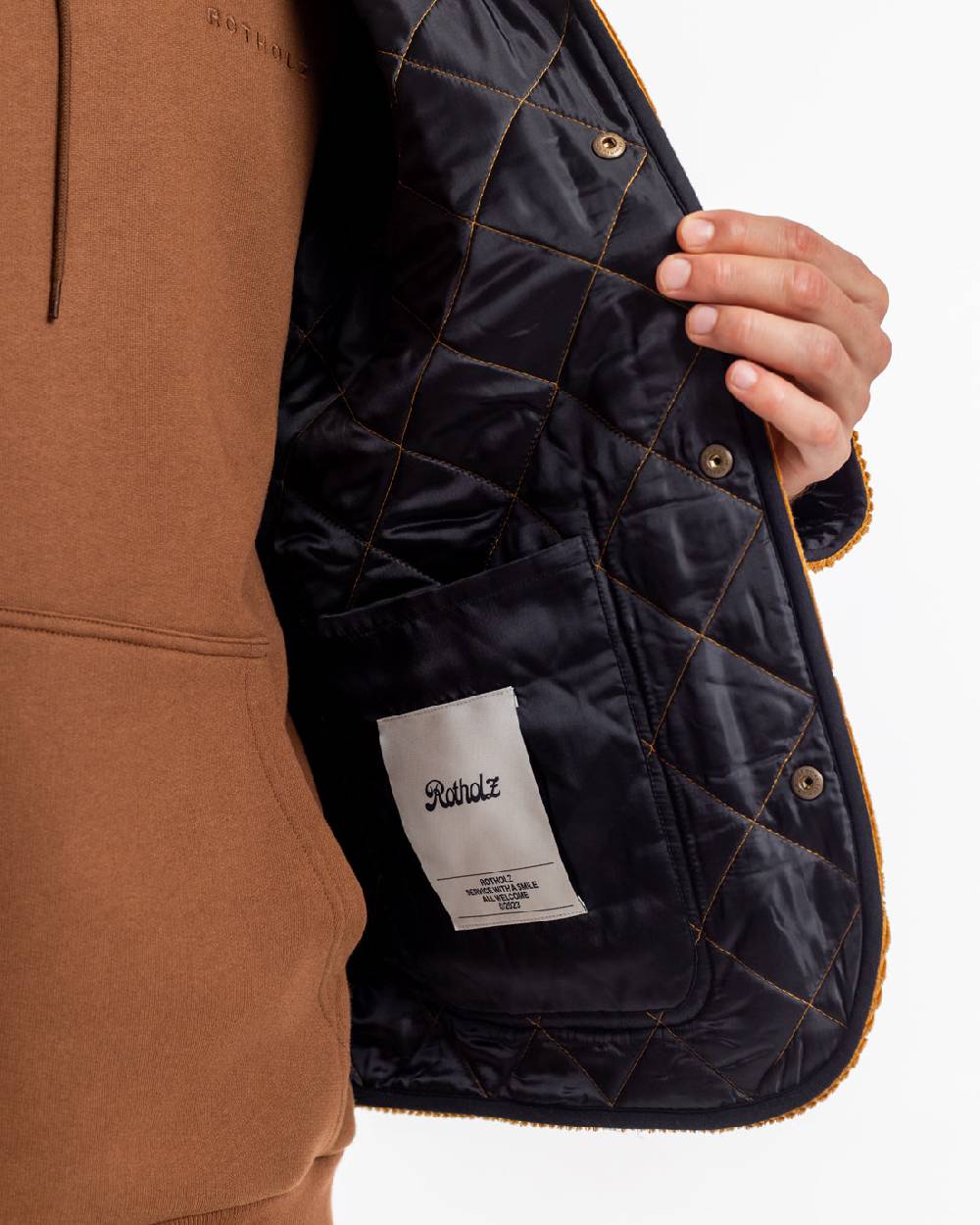 Rotholz Gesteppte Cord Jacke - Toffee Online