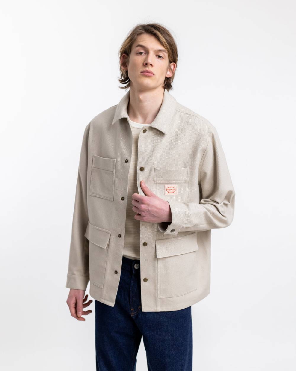 Rotholz Leichte Jacke aus Bio Canvas Beige Kariert Angebote