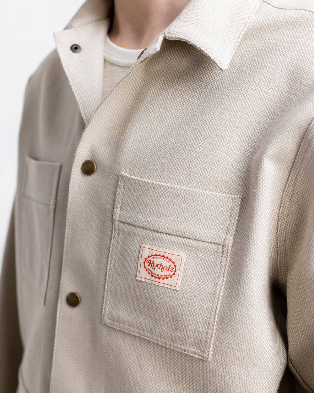 Rotholz Leichte Jacke aus Bio Canvas Beige Kariert Angebote