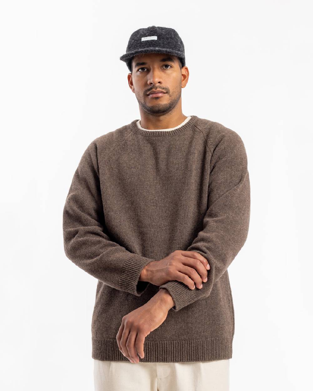 Rotholz Strickpullover Wollmischung - Braun Kostenloser Versand