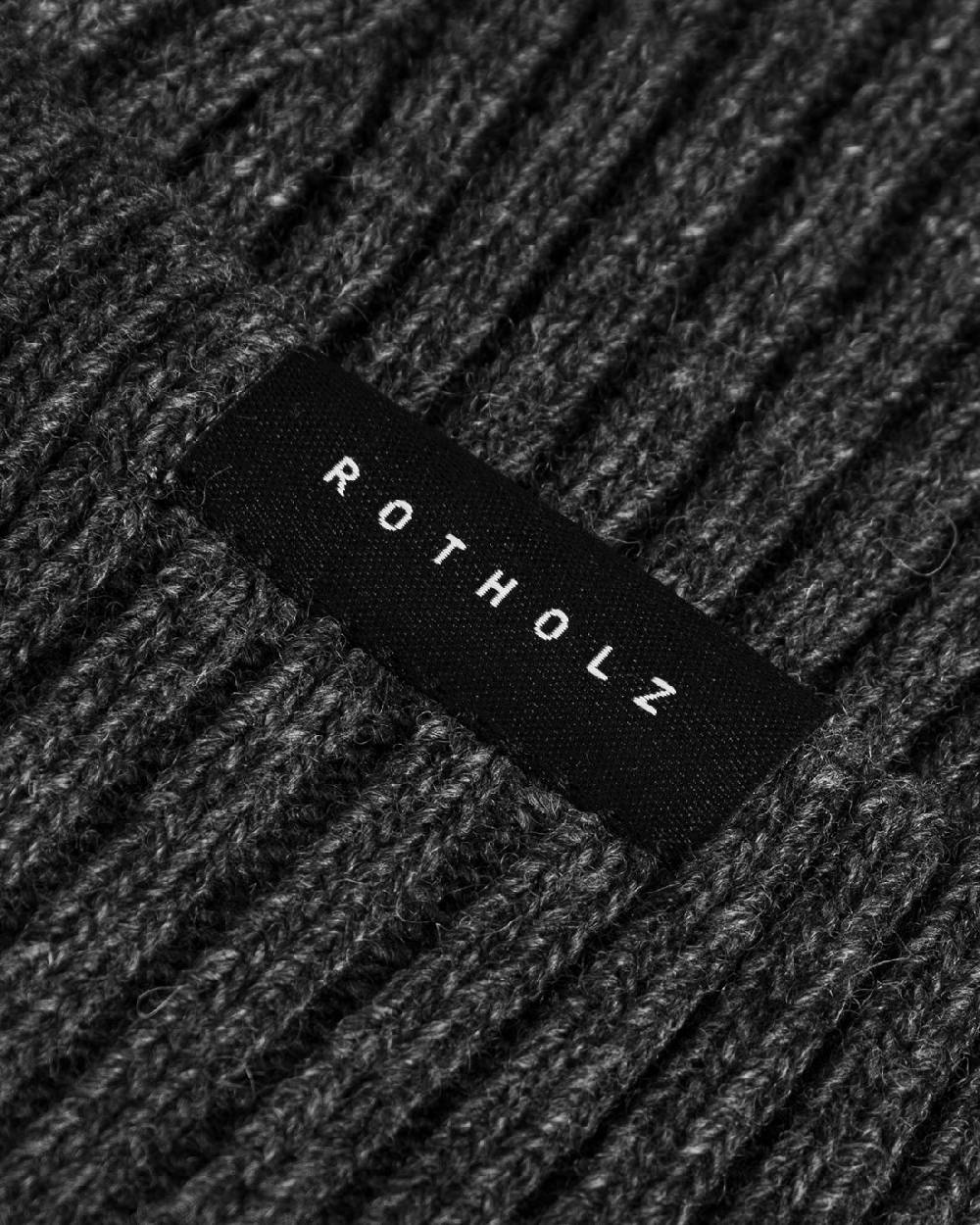 Rotholz Kurze Mütze Wollmix Ripp - Anthrazit Rabatt