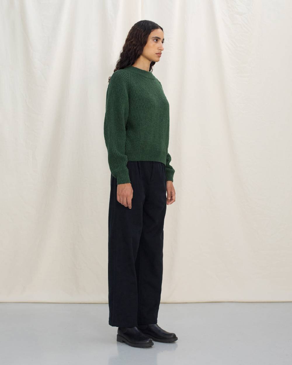 Rotholz Grober Strickpullover Recycelte Wolle - Grün Weihnachtsangebot