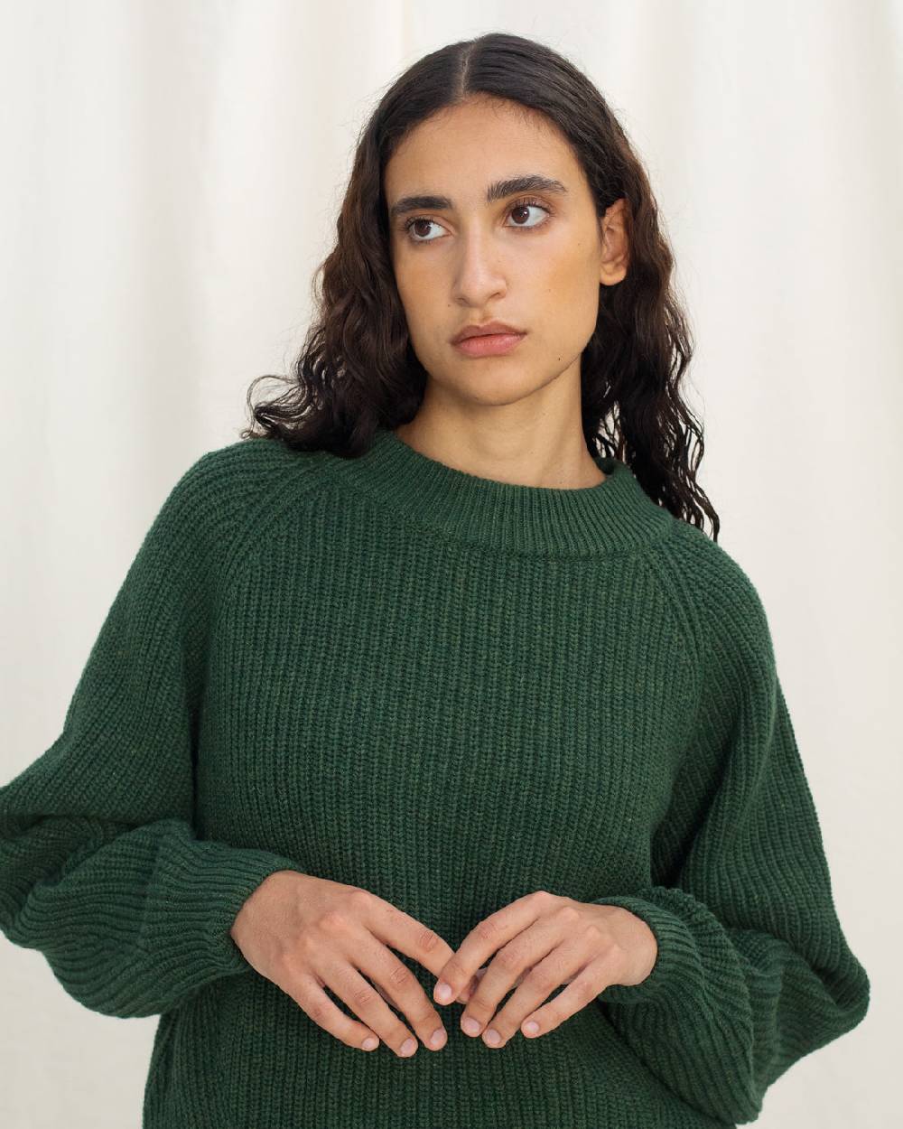 Rotholz Grober Strickpullover Recycelte Wolle - Grün Weihnachtsangebot