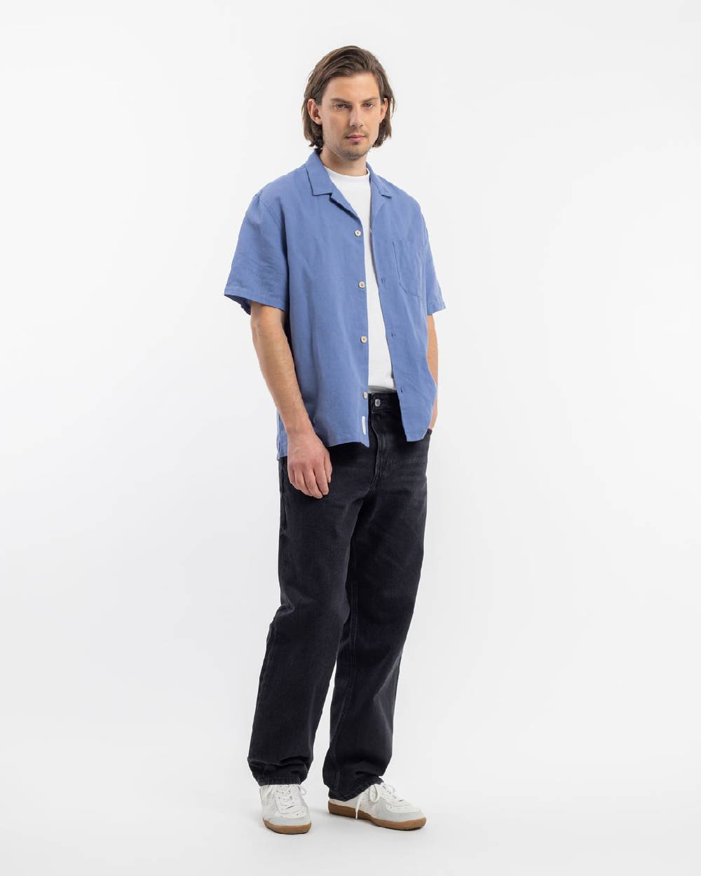Rotholz Bowling Shirt Leinen Mix - Hellblau Top Angebot