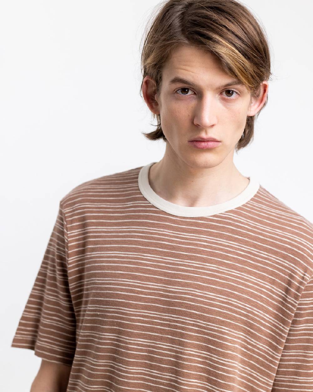 Rotholz Gestreiftes T-Shirt Braun Zeitlich begrenztes Angebot