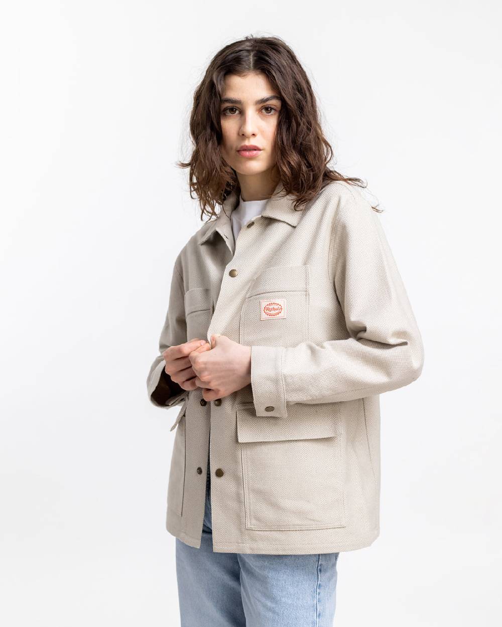 Rotholz Leichte Jacke aus Bio Canvas Beige Kariert Bis zu 65% Rabatt