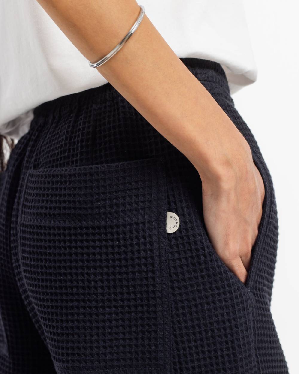 Rotholz Weite Hose Waffle Cotton - Schwarz Nur für heute