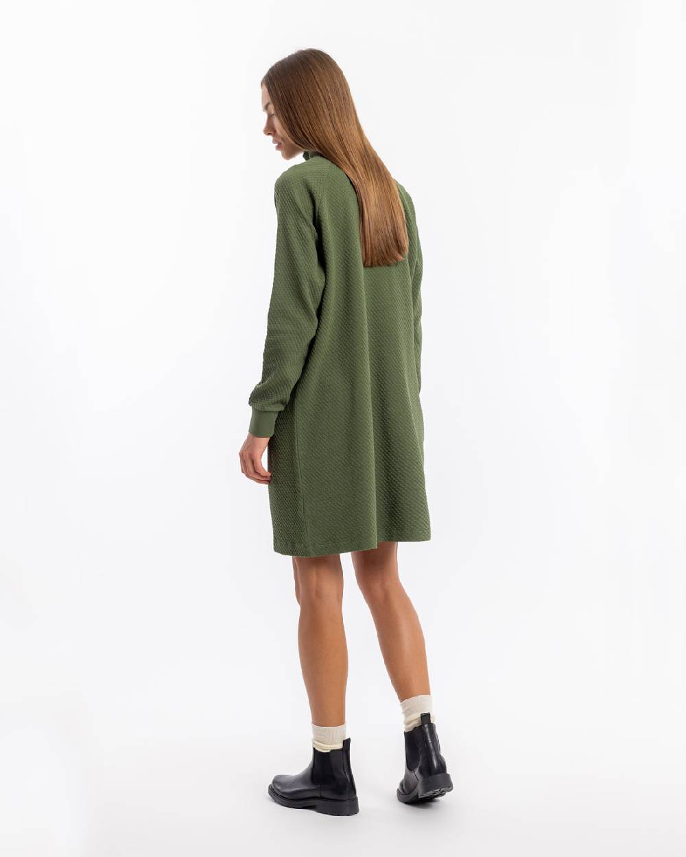 Rotholz Half Zip Sweat Kleid Bio Baumwolle - Grün Vierteljährliche Förderung