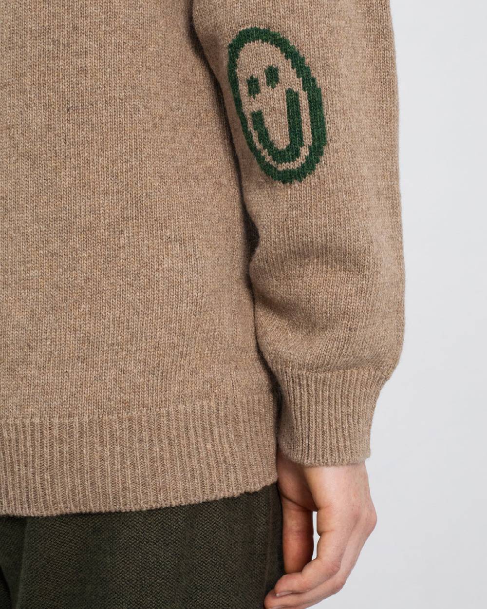Rotholz Smiley Strickpullover Recycelte Wolle - Beige Super Rabatt