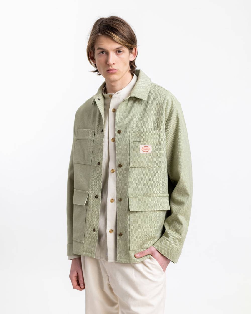 Rotholz Leichte Jacke aus Bio Canvas Grün Kariert Kostenloser Versand international