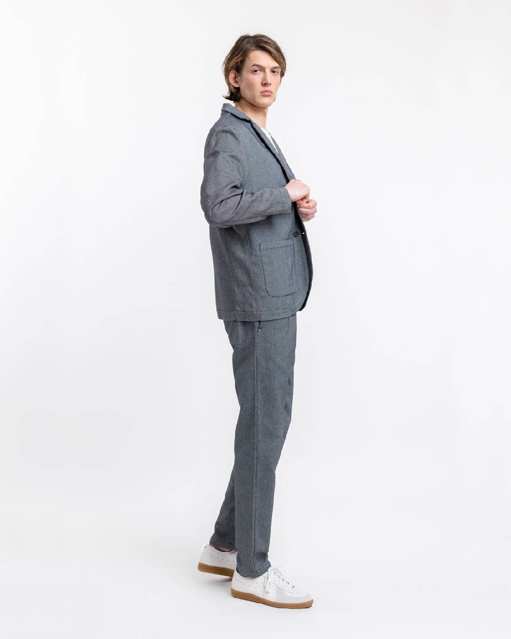 Rotholz Workwear Blazer aus Bio Canvas Schwarz Kariert Fabrikladen