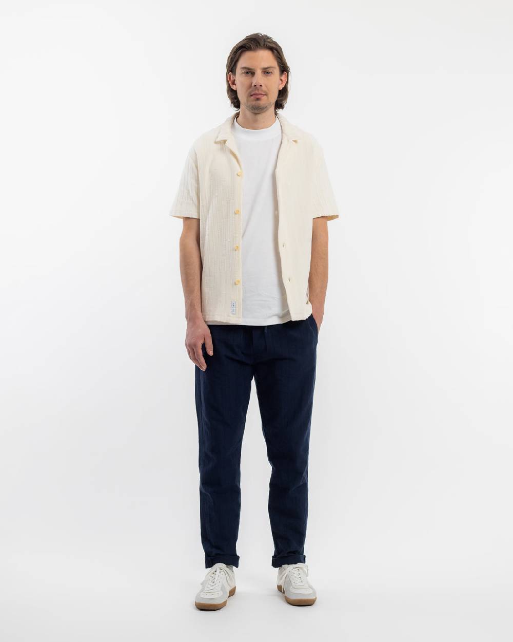 Rotholz Strick Bowling Shirt Bio Baumwolle - Creme Im Verkauf