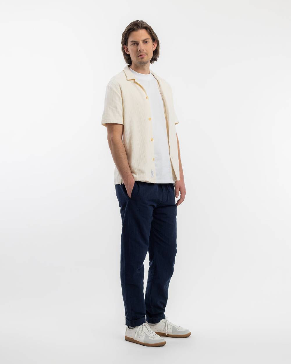 Rotholz Strick Bowling Shirt Bio Baumwolle - Creme Im Verkauf