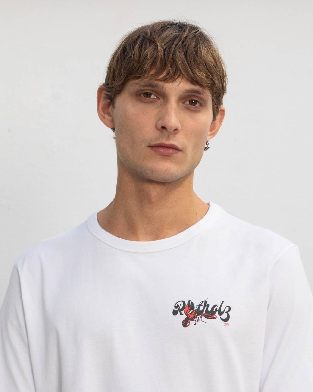 Rotholz Lobster Logo T-Shirt Bio Baumwolle - Weiß Günstig kaufen