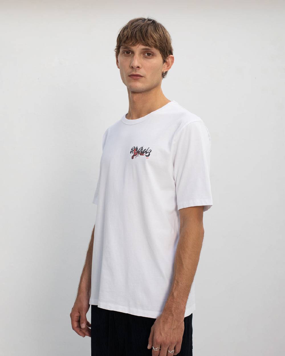 Rotholz Lobster Logo T-Shirt Bio Baumwolle - Weiß Günstig kaufen