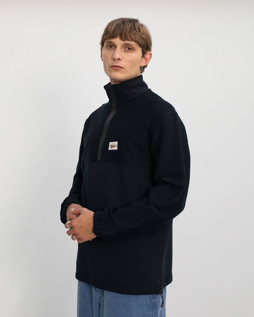 Rotholz Divided Sweatshirt Bio Baumwolle - Schwarz Versandkostenfrei