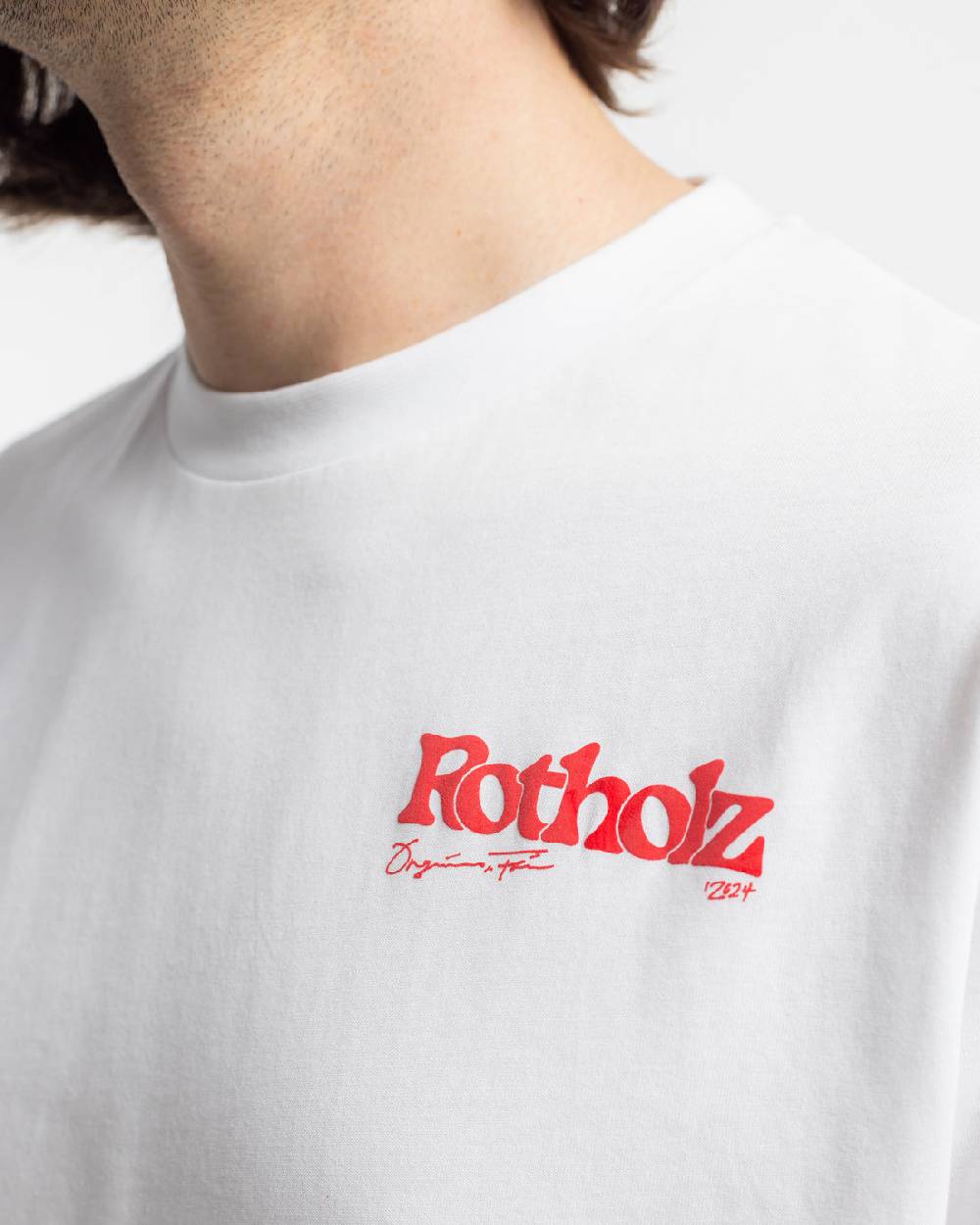 Rotholz Retro Logo T-Shirt Bio Baumwolle - Weiß Saisonschlussverkauf