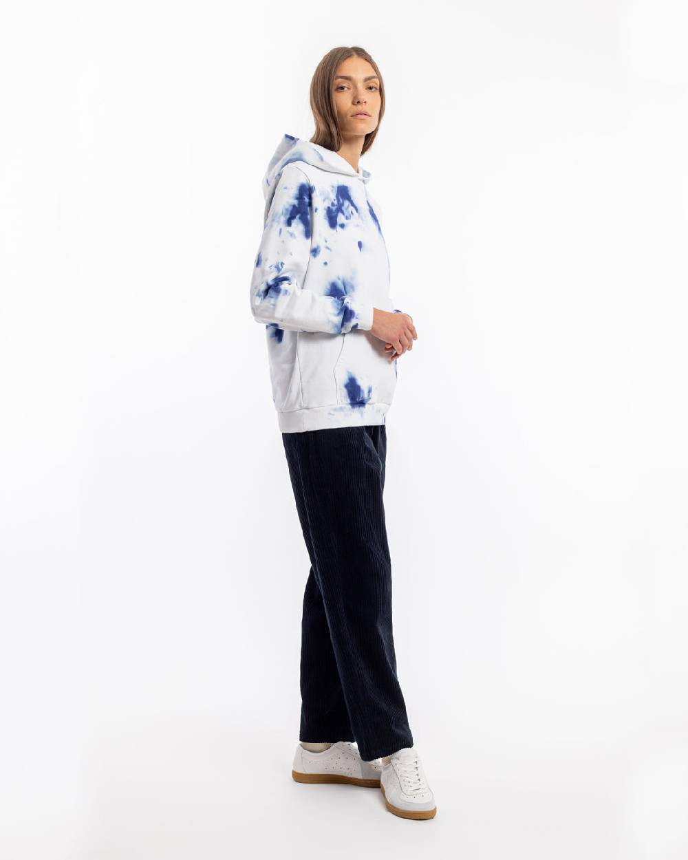 Rotholz Batik Hoodie Bio Baumwolle - Blau/Off-White Bestseller