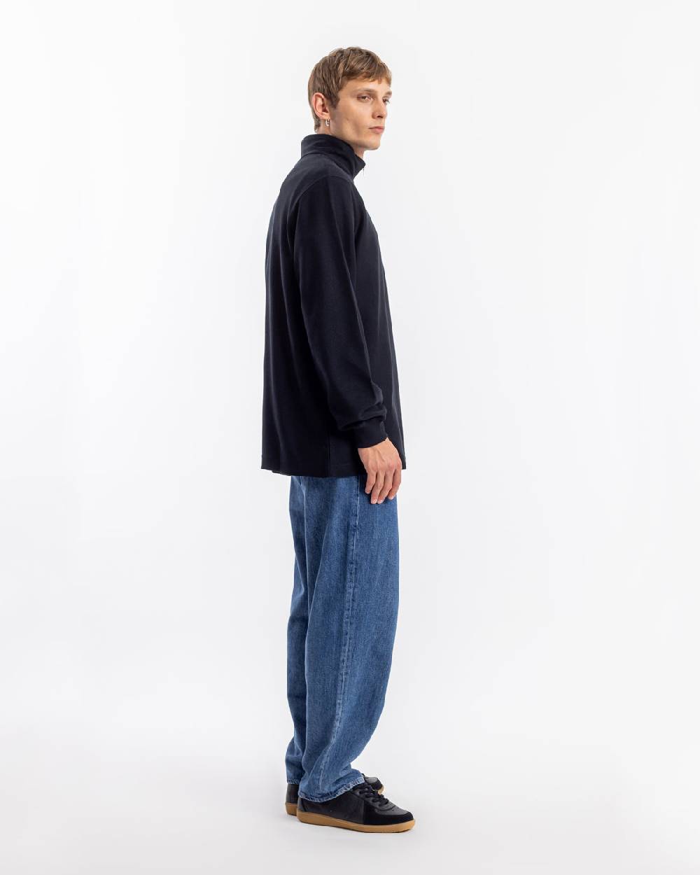 Rotholz Half Zip Sweatshirt Bio Baumwolle - Schwarz zollfrei