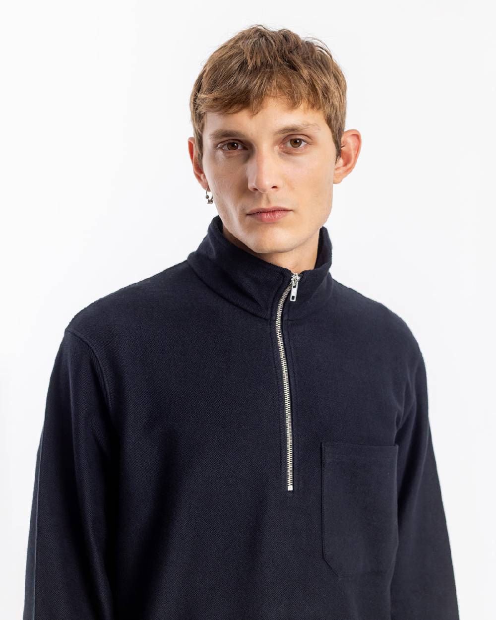 Rotholz Half Zip Sweatshirt Bio Baumwolle - Schwarz zollfrei