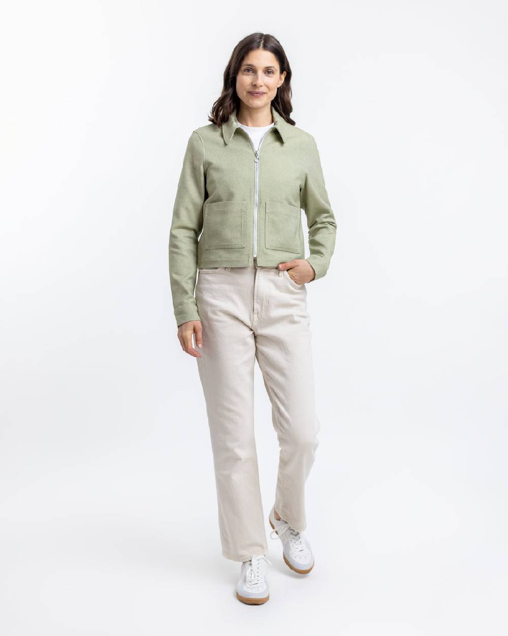 Rotholz Kurze Jacke aus Bio Canvas Grün Kariert Online Shopping