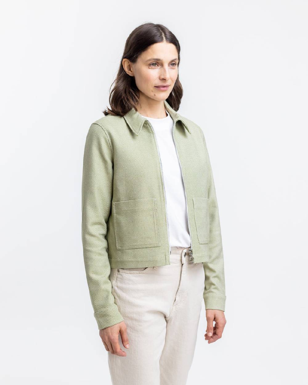 Rotholz Kurze Jacke aus Bio Canvas Grün Kariert Online Shopping