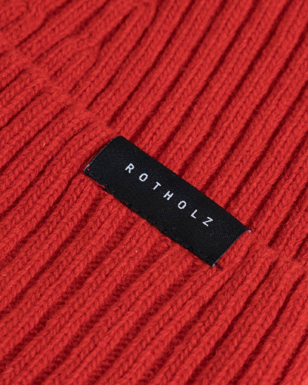 Rotholz Klassische Mütze Wollmix Ripp - Rot Cyber Monday