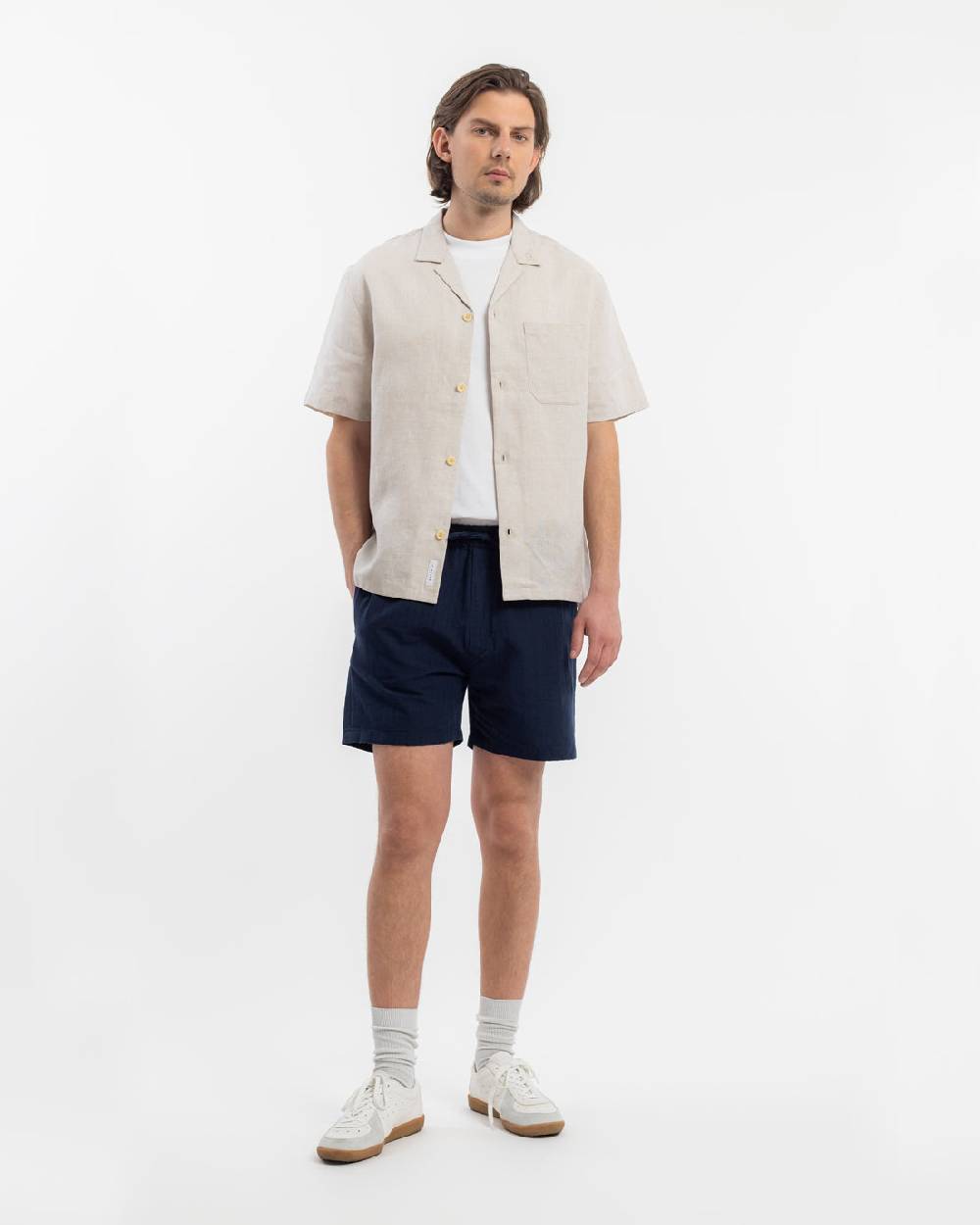 Rotholz Bowling Shirt Leinen Mix - Weiß Zeitlich begrenztes Angebot