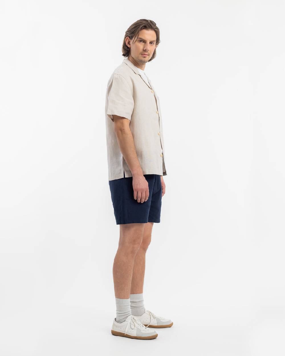 Rotholz Bowling Shirt Leinen Mix - Weiß Zeitlich begrenztes Angebot
