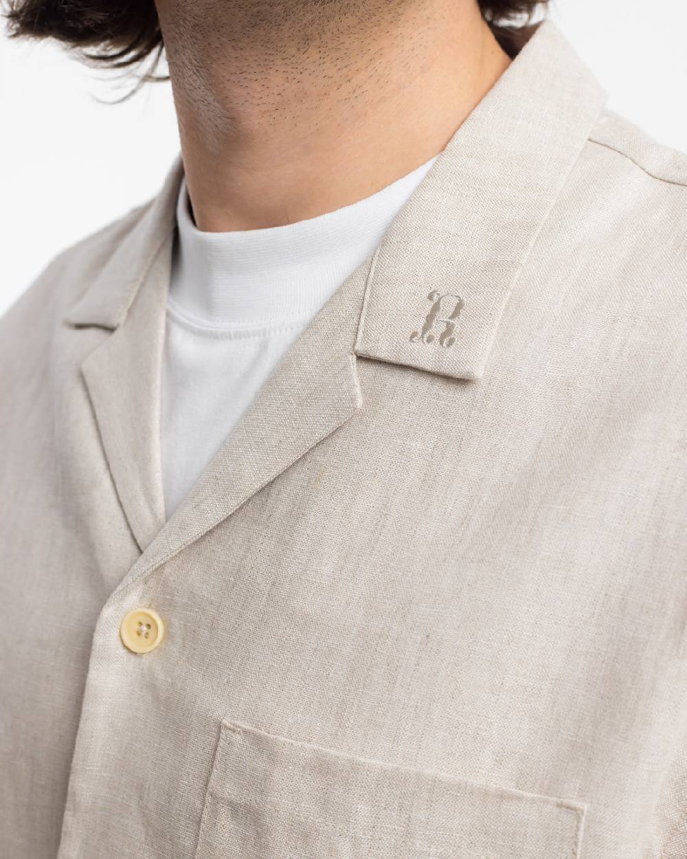 Rotholz Bowling Shirt Leinen Mix - Weiß Zeitlich begrenztes Angebot