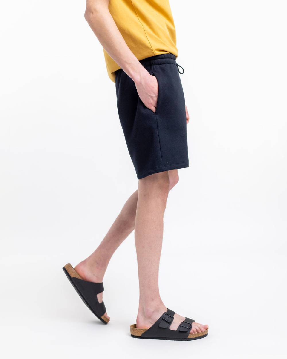 Rotholz Logo Sweatshorts aus Bio-Baumwolle Schwarz Blitzangebot