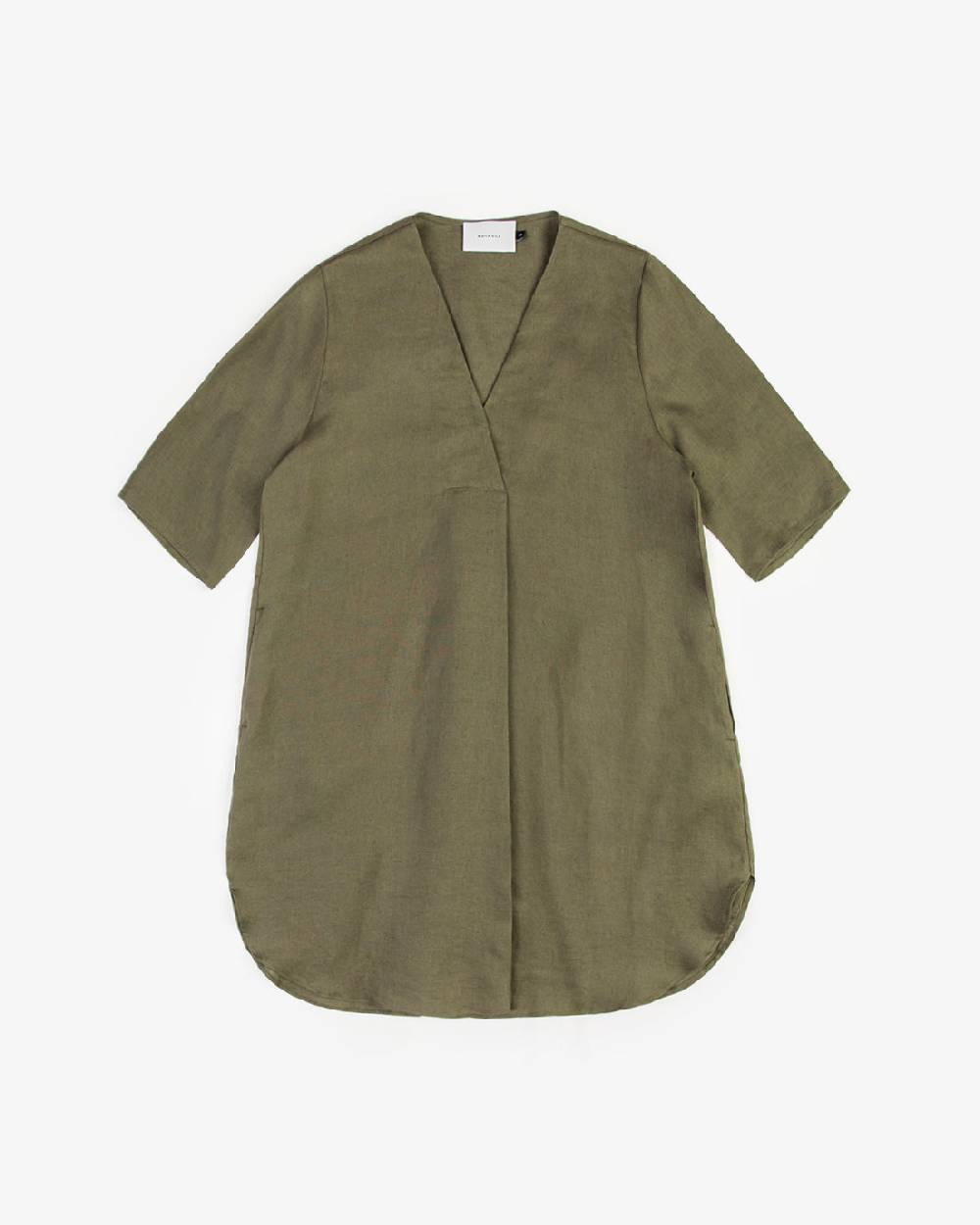 Rotholz Kaftan Kleid Leinen Mix - Oliv Bestseller