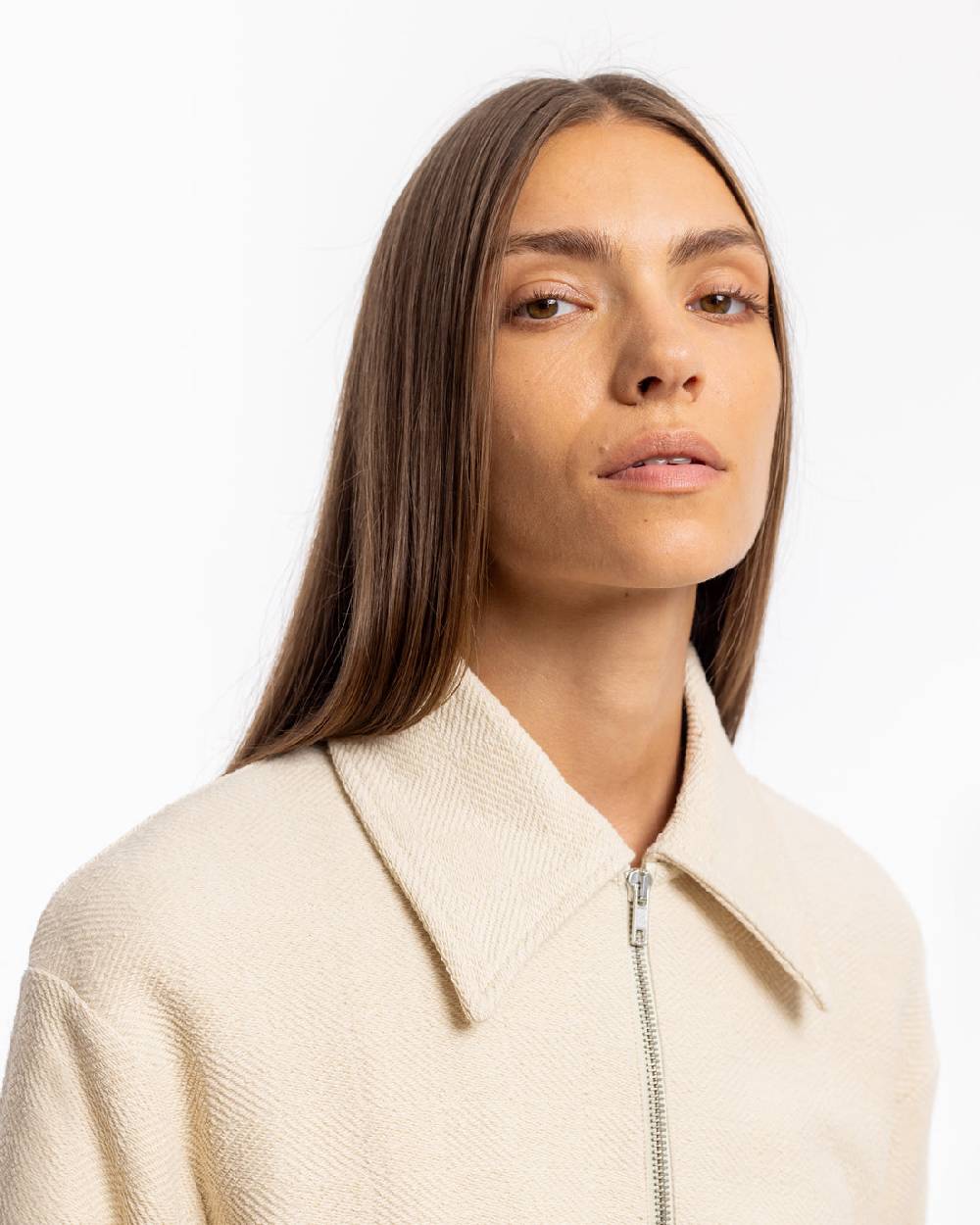 Rotholz Polo Zip Sweatshirt Bio Baumwolle - Creme Kauf eins, bekomm eins gratis