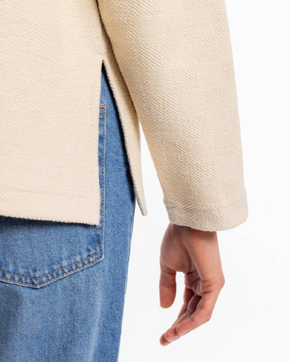 Rotholz Polo Zip Sweatshirt Bio Baumwolle - Creme Kauf eins, bekomm eins gratis