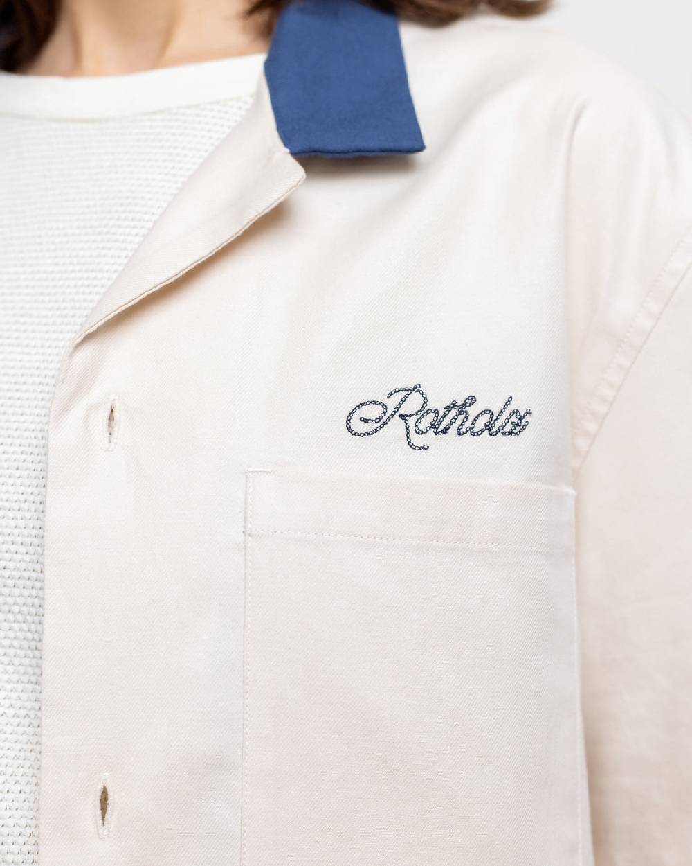 Rotholz Bowling Hemd mit Kontrastkragen Off-White Riesige Ersparnisse