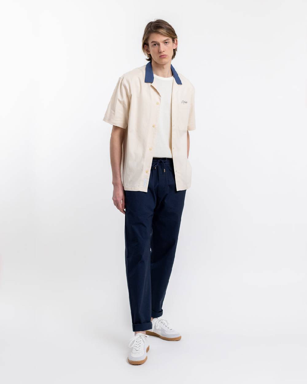 Rotholz Bowling Hemd mit Kontrastkragen Off-White Sonderangebot der Fabrik