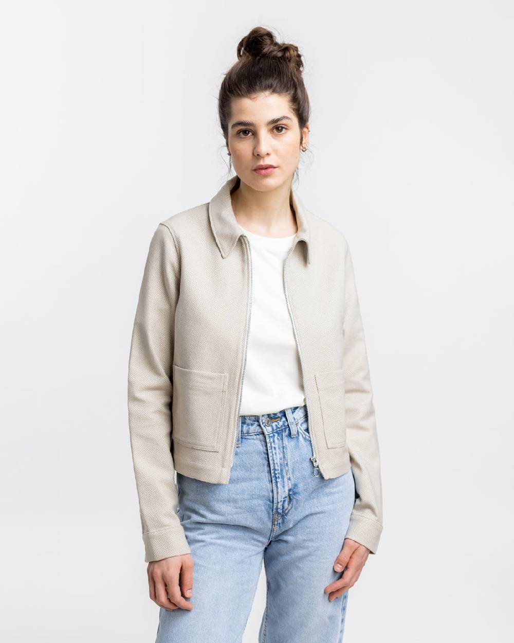 Rotholz Kurze Jacke aus Bio Canvas Beige Kariert Riesige Rabatte