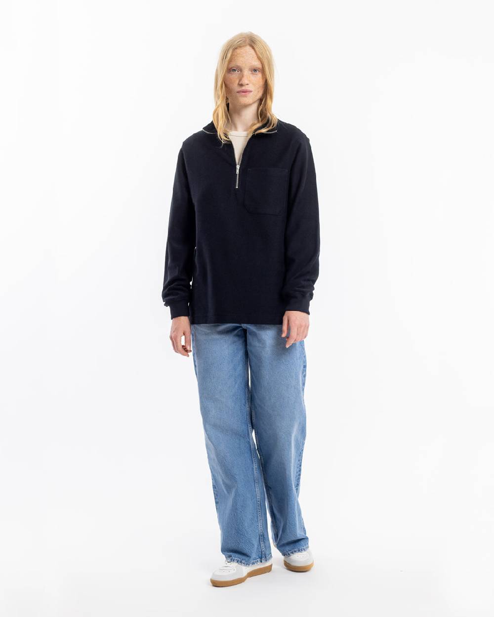 Rotholz Half Zip Sweatshirt Bio Baumwolle - Schwarz 50% Rabatt mit kostenlosem Versand