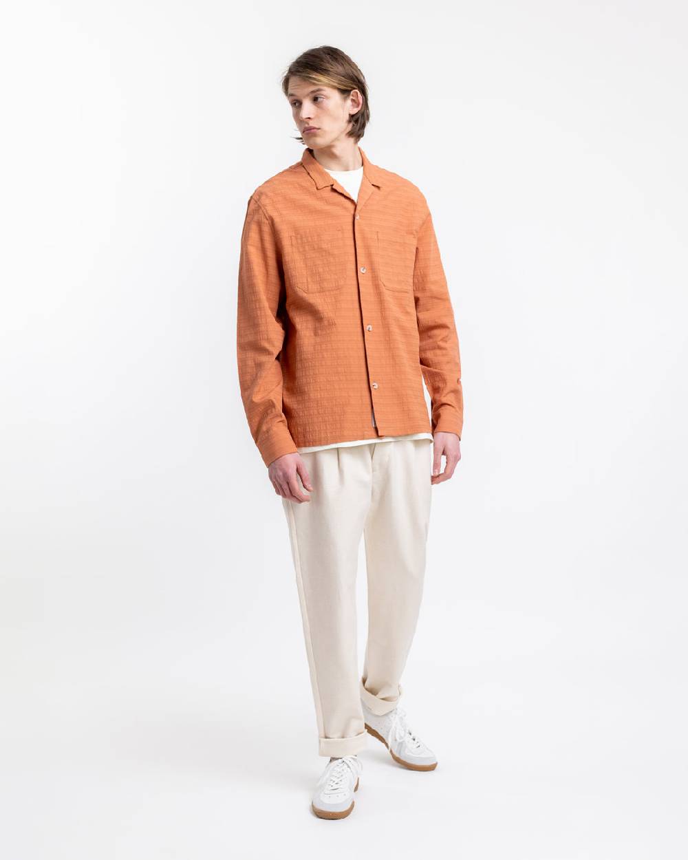 Rotholz Hemd aus Strukturierter Bio-Baumwolle Apricot Hotsell
