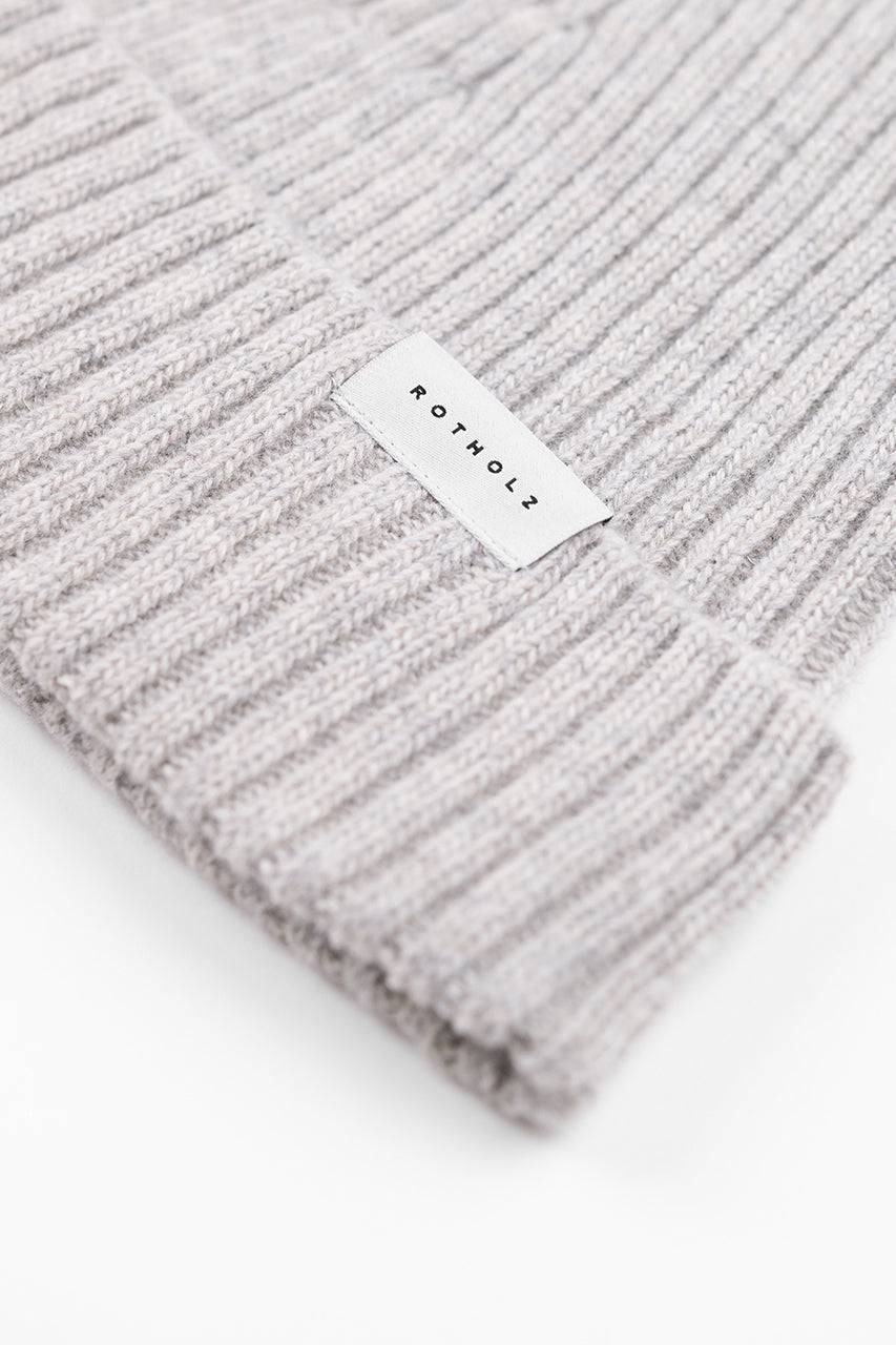 Rotholz Kurze Mütze Wollmix Ripp - Grau im Angebot