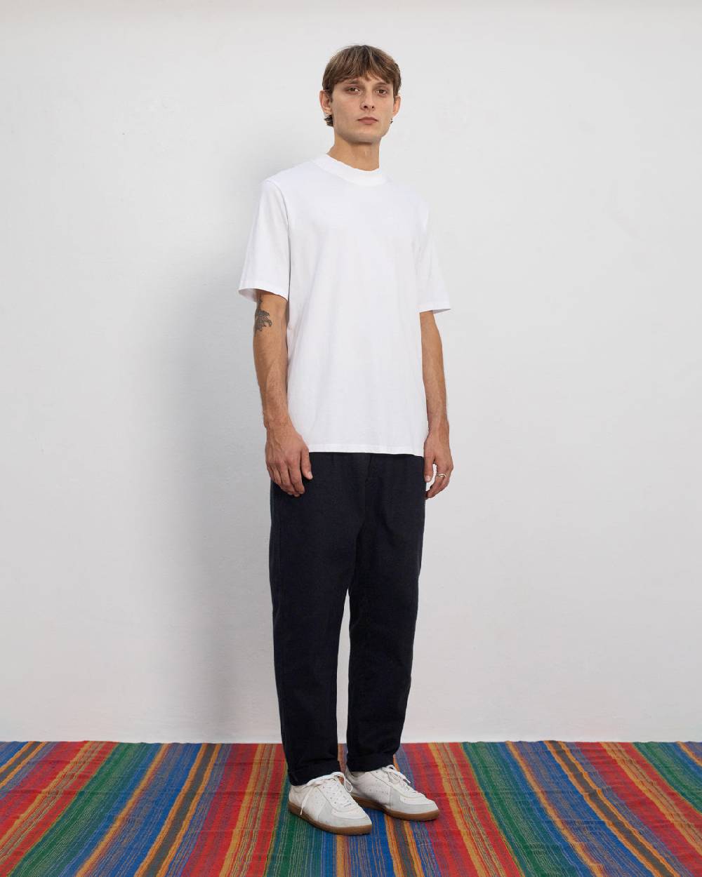 Rotholz Basic T-Shirt mit breitem Kragen Bio Baumwolle - Weiß Limitierter Zeitrabatt
